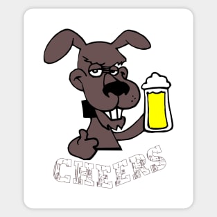 Friendly Dog Drinking Beer Sticker